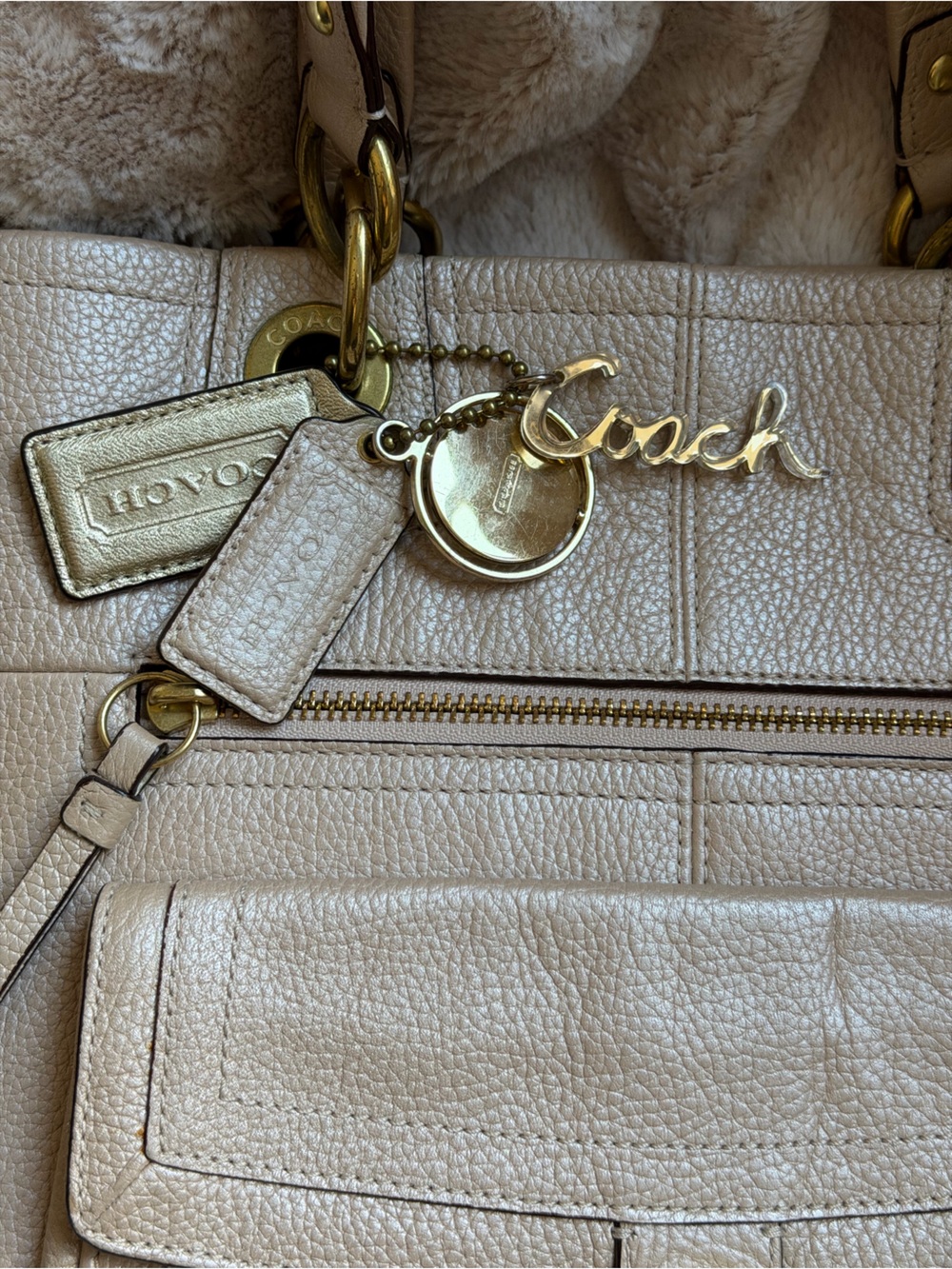 COACH PENELOPE Champagne leather Buckle tote Shoulder Bag F-18890 - Picture 5 of 16